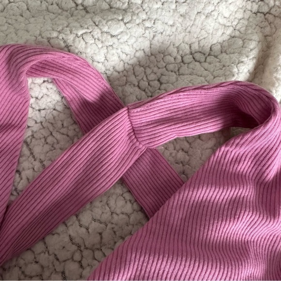 Pink Tie Back Crop Top - Picture 2 of 5